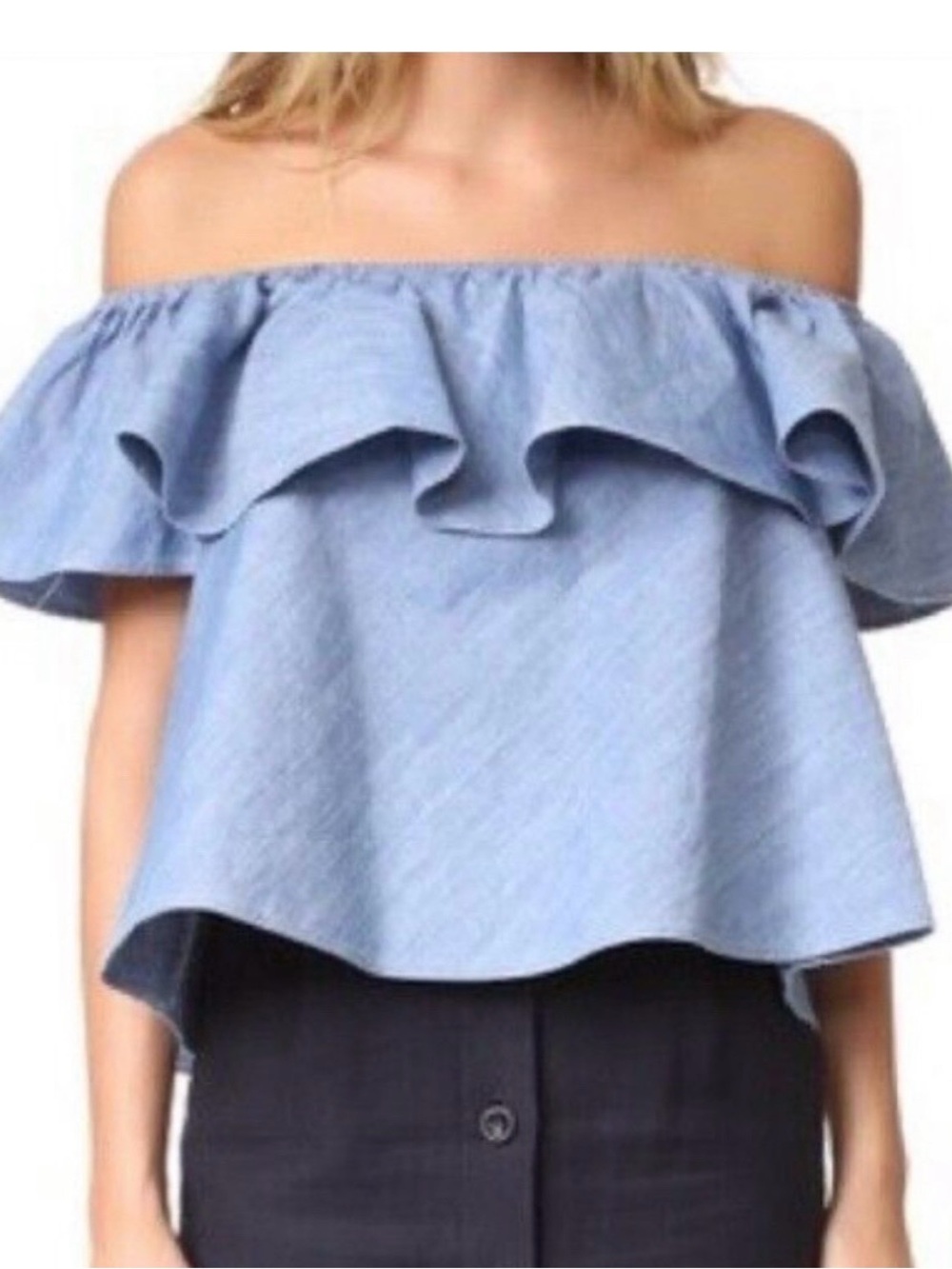 💙 NWT REBECCA MINKOFF CHAMBRAY OFF -SHOULDER LARGE TOP!💙💙
